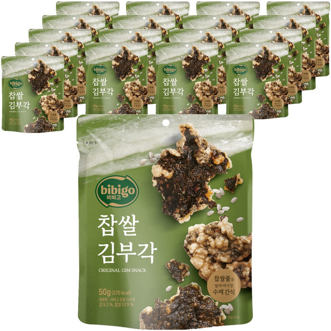 CJ bibigo 韓國產糯米製更酥脆手工糯米海苔脆片, 50g, 18個