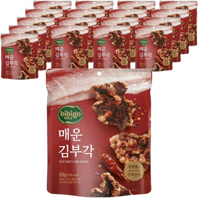 CJ bibigo 韓國產糯米製更酥脆手工辣味海苔脆片, 50g, 18個