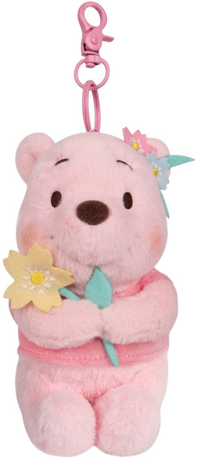 Disney 迪士尼 小熊維尼春日櫻花系列 玩偶吊飾鑰匙圈, 12cm, 粉紅色, 1個