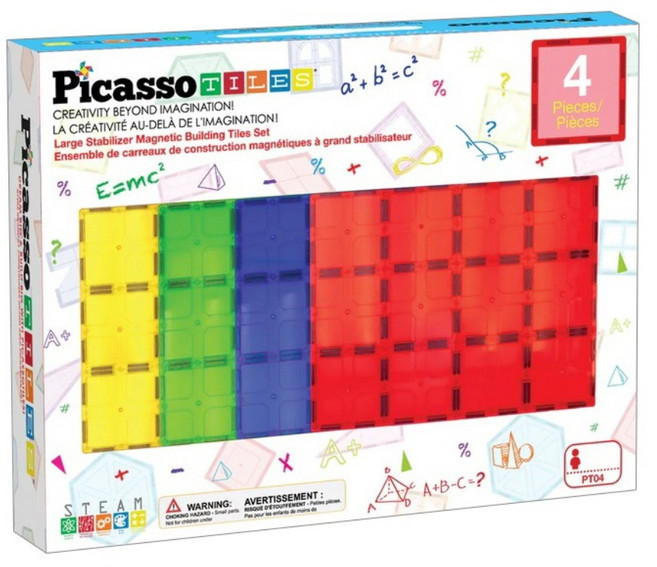 PicassoTILES 畢卡索 大型磁性積木底板穩定基座4件組 PT04, 混和顏色, 1套