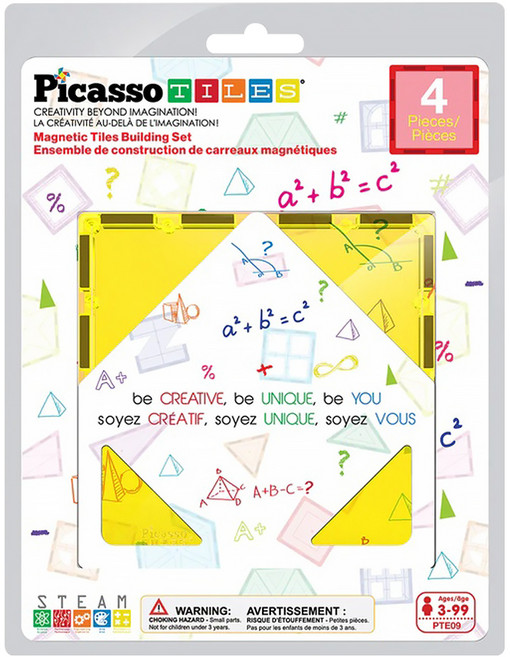 PicassoTILES 畢卡索 特大方形磁性積木擴充4件組 PTE09, 混和顏色, 1套