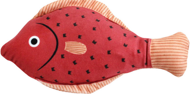 paipet 寵物玩具 魚魚貓玩具, 紅碎紋魚, 1個