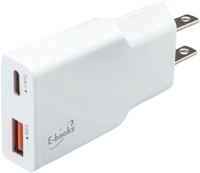 E-books 20W 雙孔 充電器 PD + QC3.0 GaN 智慧穩壓 超薄 白色 B126 6個月保固