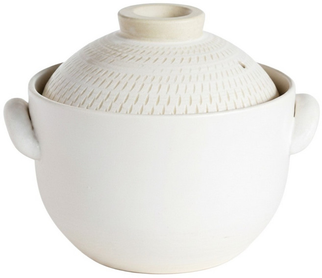 MEISTER HAND OKATTE系列 飛釉紋3合炊飯陶鍋 白色, 1個, 23.5cm
