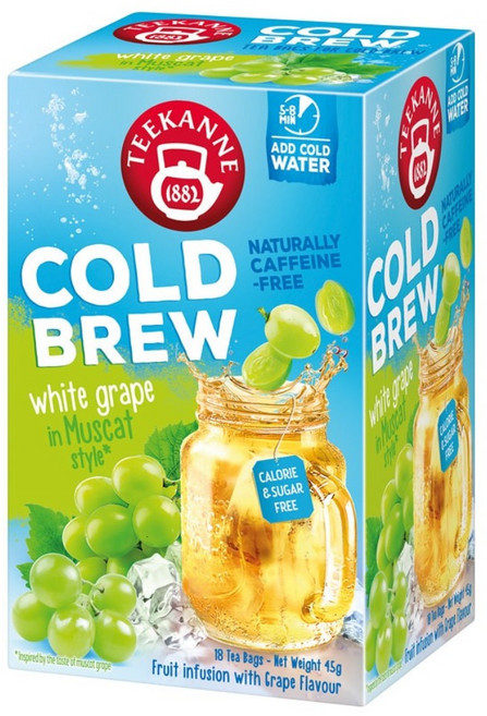 TEEKANNE 恬康樂 COLD BREW 冷泡茶系列 白葡萄水果茶, 2.5g, 1套, 18個裝