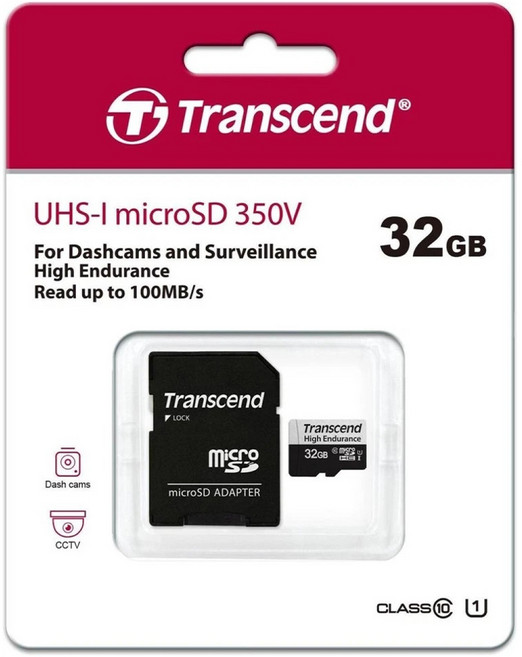 Transcend 創見 USD350V High Endurance microSDHC 高耐用記憶卡 附轉卡 UHS-I U1 TS32GUSD350V, 1個, 32GB