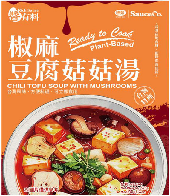 味榮 醬有料 椒麻豆腐菇菇湯, 520g, 1個
