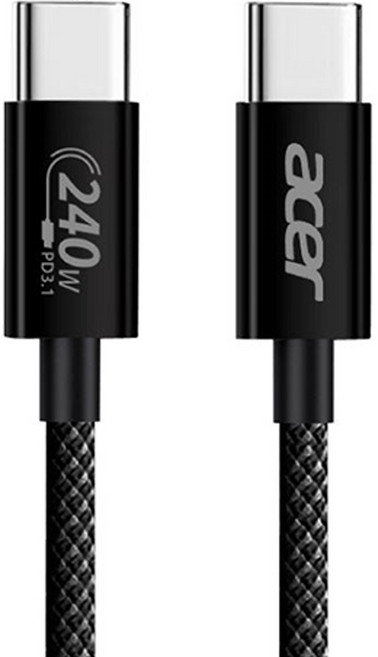 acer 宏碁 PD Type-C-Type-C大功率快速充電傳輸線 240W OCB4D0, 黑色, 1個, 1m