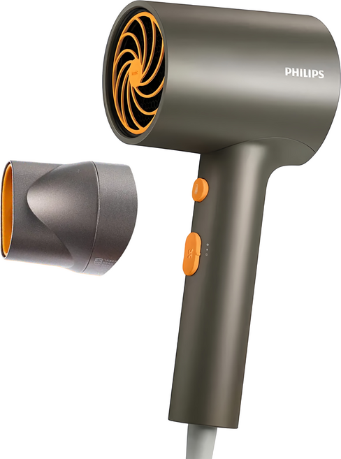 PHILIPS 飛利浦 1400W 負離子護髮 吹風機 可調節溫度 質感灰 BHD321/01 附吹嘴