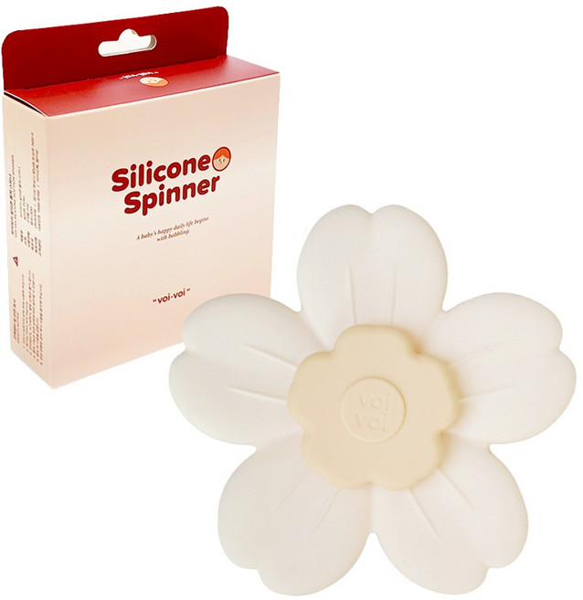jellymom 旋轉吸盤式寶寶矽膠固齒器, Flower White, 1個, 單品