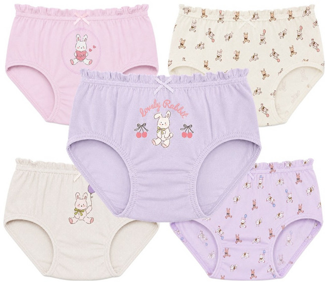 DING DONG DANG KIDS 莓果兔無螢光純棉三角內褲5件套組 DKGP049