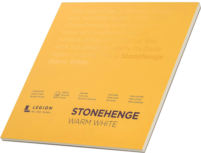 legion 素描本 Stonehenge 暖白色 250g W88, 203 x 203 mm, 1個, 15張