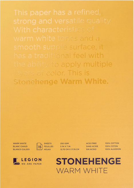 legion 素描本 Stonehenge 暖白色 250g W57, 127 x 178 mm, 1個, 15張