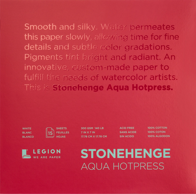 legion 素描本 Stonehenge 水彩半精細紋 300g QH77, 178 x 178 mm, 1個, 15張