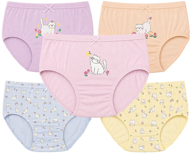 DING DONG DANG KIDS 可愛貓咪 無螢光 純棉 三角內褲 5件組 DKGP048