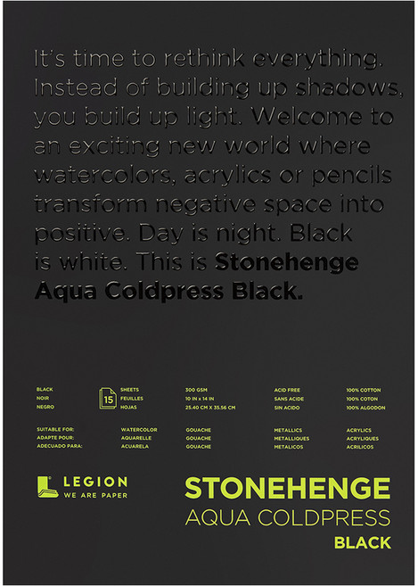 legion 素描本 Stonehenge 水彩 中紋 黑色 300g QCK1014