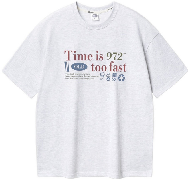 ALVINCLO 男女通用 Timeistoofast 短袖T恤 AST3642, 白鹽色