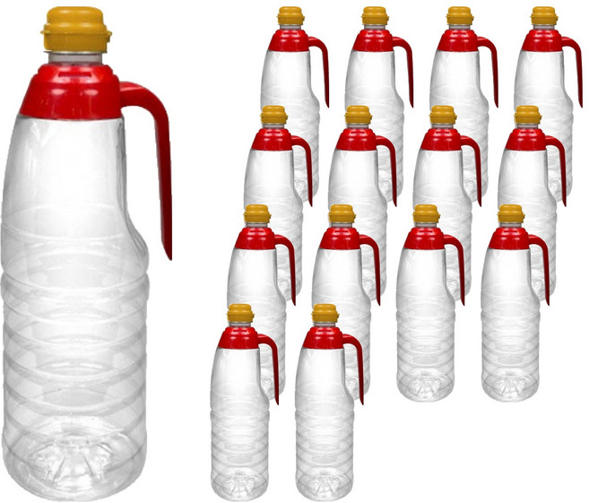 協具 醬油 魚露 附把手 PET瓶 紅色 1L + 金色瓶蓋組, 15套