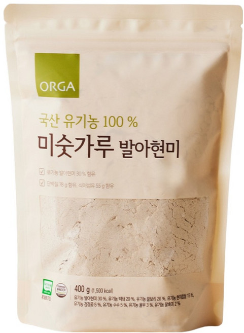 ORGA 韓國產有機100%發芽玄米綜合穀物粉, 400g, 1個