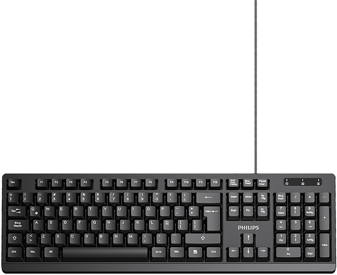 PHILIPS 飛利浦 Wired 鍵盤 黑色 SPK6234 低噪音天平 1年保固