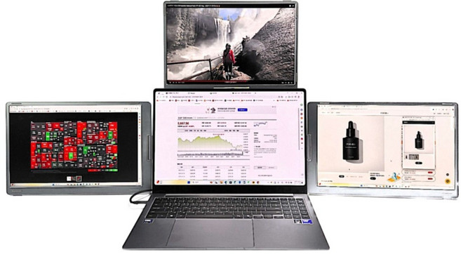 S&Co FHD 筆記型電腦三螢幕便攜式螢幕 支架型, S680, 35.56cm