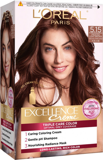 L'OREAL PARiS 巴黎萊雅 優媚霜三重護髮染髮霜 5.15, 巧克力棕色, 1個