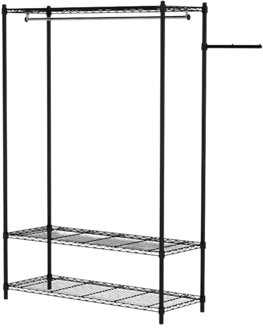 KI WISH 居家生活 黑色 三層輕型衣櫥架 120 x 46 x 180cm 附吊衣桿 120cm + 46側邊掛桿 免工具 台灣製