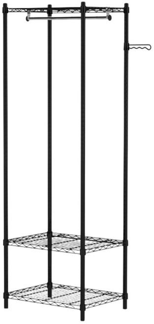 KI WISH 台灣製 三層輕型 黑色 鐵架 衣櫥架 60 x 46 x 180cm 免工具 附吊衣桿 60cm + 波浪掛桿 居家生活 衣櫃 置物架 收納架 衣物收納