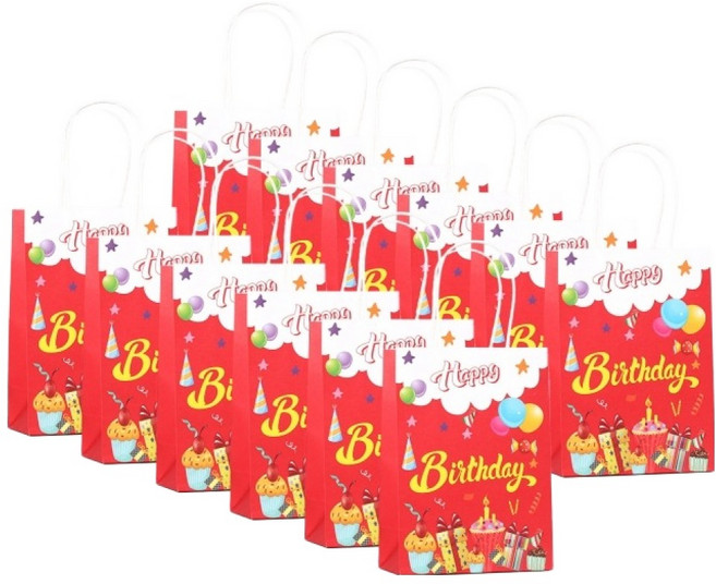 Mabso Shop Happy Birthday 生日禮物 紙質購物袋 HR3175, 2號, 12個