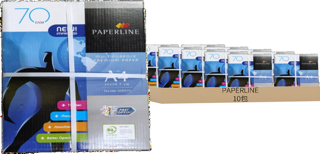 PAPERLINE 地球藍 多功能影印紙 500張, 10包, A4
