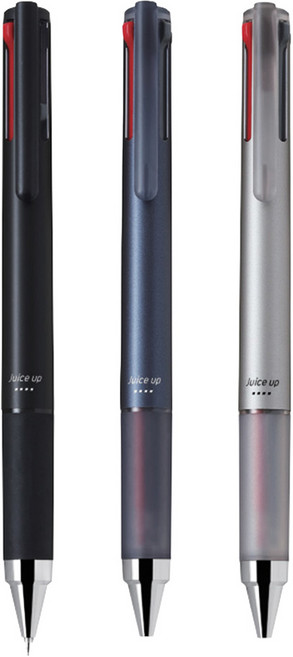 PILOT 百樂 Juice Up 3色高級多色筆 0.4mm 3入, 黑色 + 午夜藍 + 銀色(筆身), 黑色 + 紅色 + 藍色(墨水), 1套