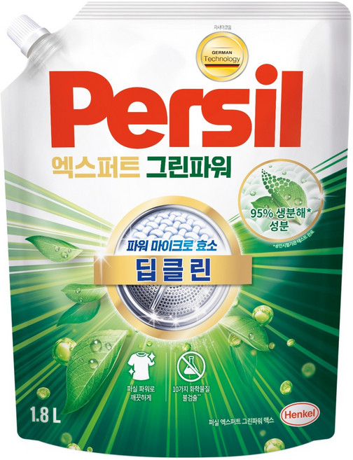 Persil 寶瀅 兩用深層潔淨專家綠色力量洗衣精補充包, 1.8L, 1入, 1個