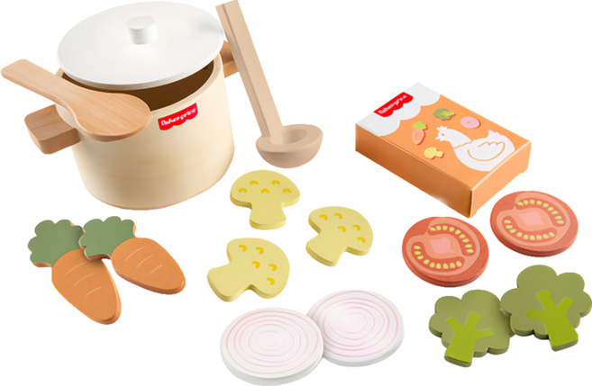 fisher-price 費雪 木製玩具 蔬菜湯組, 混和顏色, 1套