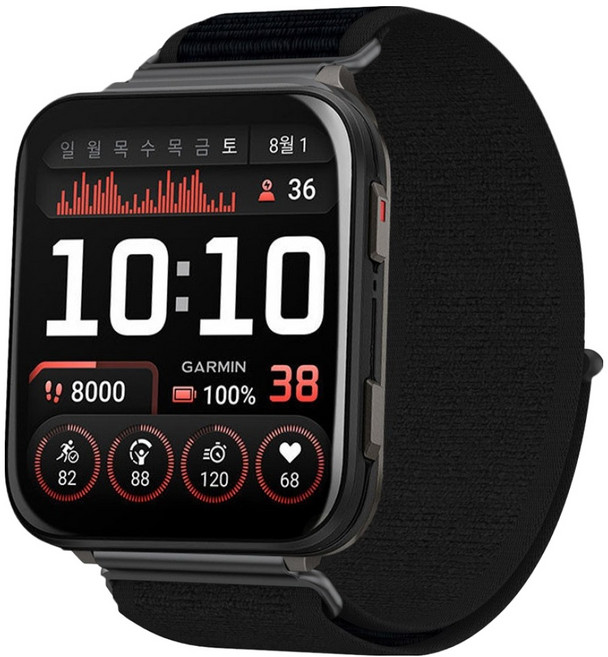 SPACE SHIELD Garmin 智慧手錶相容 輕量越野布料尼龍錶帶 24mm, 黑色, 1個