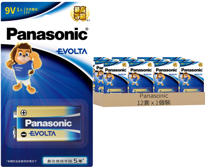 Panasonic EVOLTA鈦元素鹼性電池 9V, 12套, 1個裝