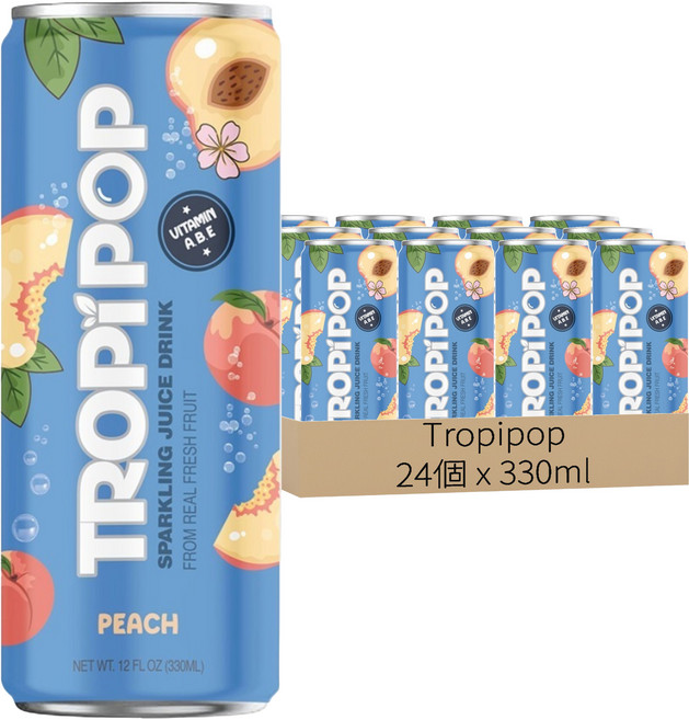 TROPi POP 水蜜桃風味氣泡飲, 24個, 330ml