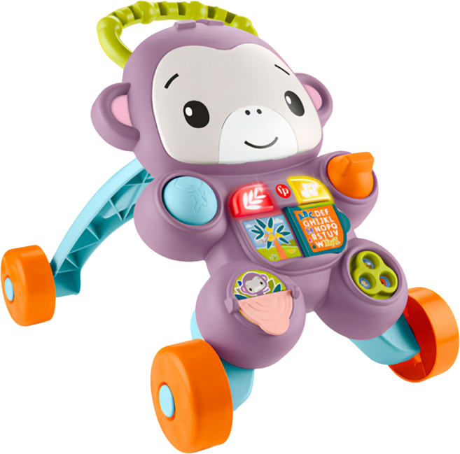 fisher-price 費雪 紫色猴子聲光踏步車, 混和顏色, 1個