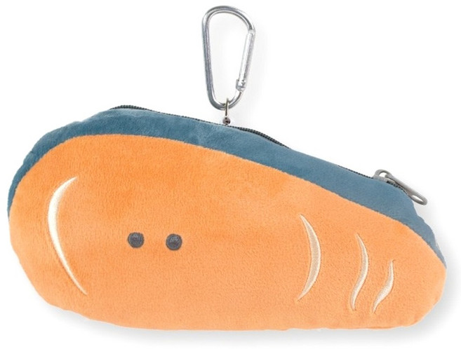 圓眼夥伴 日本原裝圓眼便當箱絨毛票卡夾, 鮭魚, 1個, 10cm