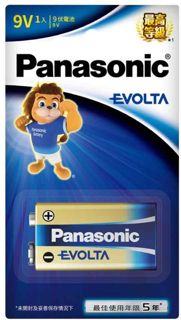 Panasonic EVOLTA鈦元素鹼性電池 9V, 1套, 1個裝