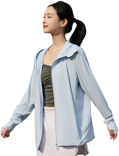 Kyhome 女款 涼感冰絲防曬衣/運動速乾防曬外套/防紫外線防曬服/抗UV連帽防曬衫