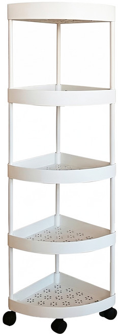 品屋 三角夾縫置物架 牆角收納 105 x 34cm 5層款, 白色, 1個