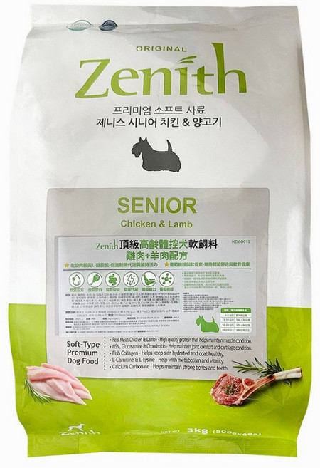 Zenith 鮮力士 高齡體控犬用有縠軟飼料, 3kg, 1個, 雞肉 + 羊肉