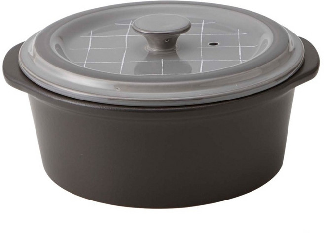 MIyAWO IH系列 7號耐溫差陶土湯鍋 IH爐可用鍋 THD13-710 極簡風格 1.7L, 灰色, 1個, 22.3cm