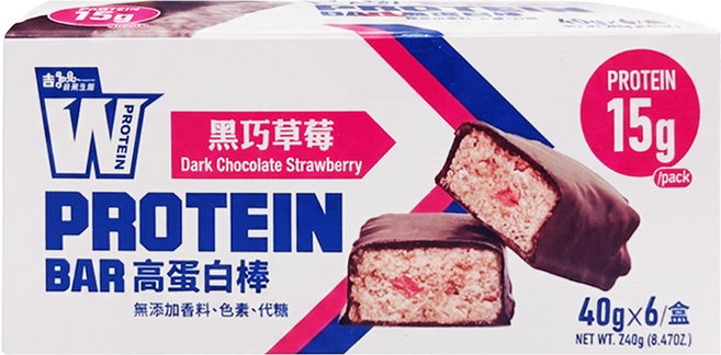 義美生醫 W PROTEIN BAR高蛋白棒 黑巧草莓 6個裝, 40g, 1套