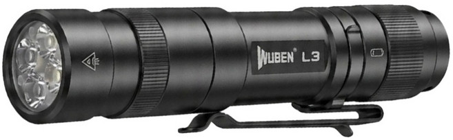 Wuben 超亮多功能便攜手電筒 L3 3000 流明 強續航 戰術尾按 226m, 黑色, 1個