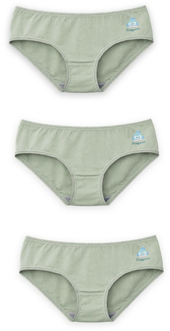 ONEDER 旺達棉品 女款 莫代爾中腰三角褲3件組, 綠色 人魚漢頓