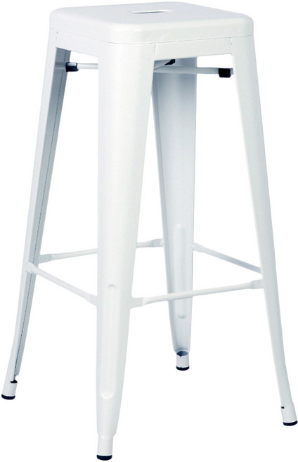 E-home Yanni亞尼工業風可堆疊金屬吧檯椅 NKC005C, 白色, 1個