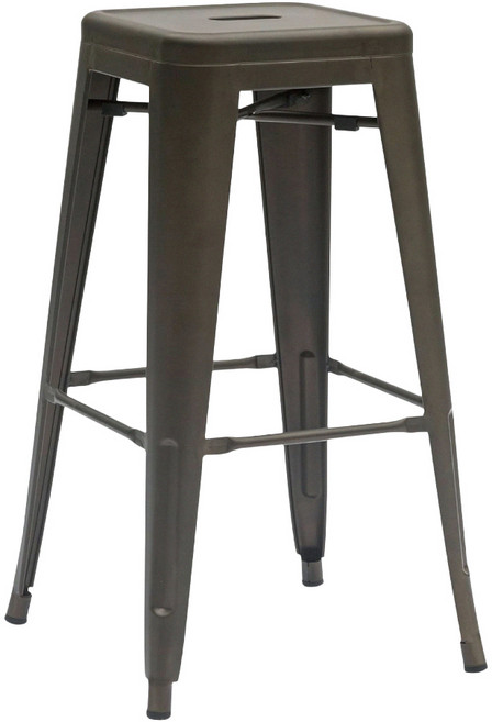 E-home Yanni亞尼工業風可堆疊金屬吧檯椅 NKC005C, 槍色, 1個