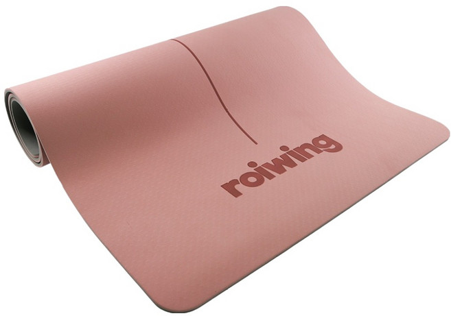 Roiwing TPE 雙面寬版瑜珈墊, 蜜桃色 + 灰色, 1個