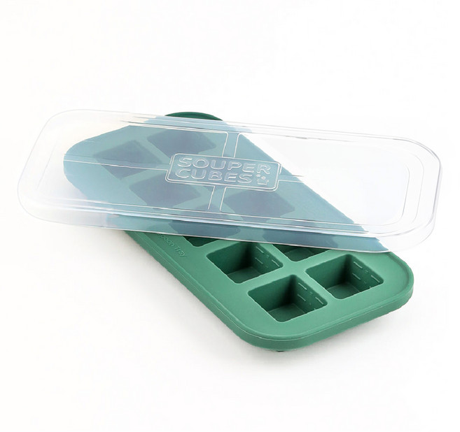 美國 SOUPER CUBES 多功能食品級矽膠保鮮盒 食物分裝盒 霧松綠 10格 1個 1個裝